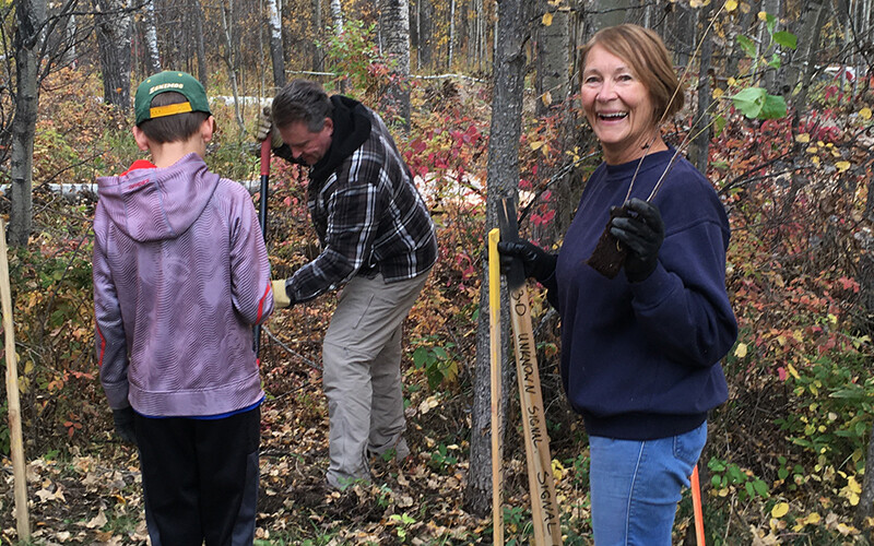 AWES volunteers hard at work and having fun