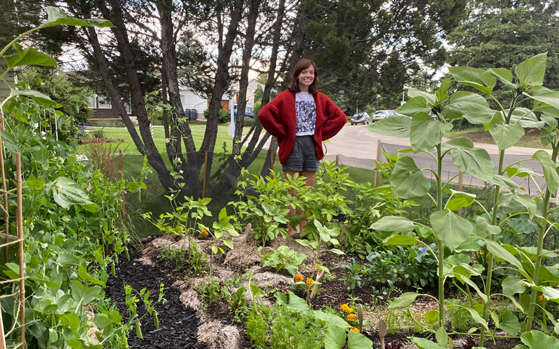 Nicola Gunter in her front yard in south Edmonton.