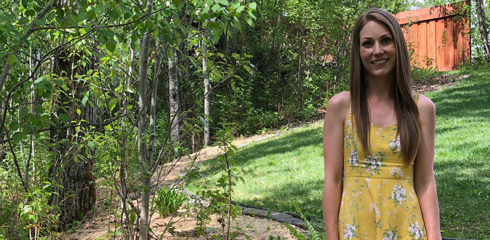 Stephanie Ayotte at her acreage in Brazeau County.